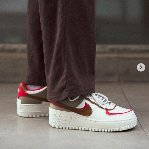 Nike Shoes - Nike Air Force 1 Shadow Red and White Sneakers